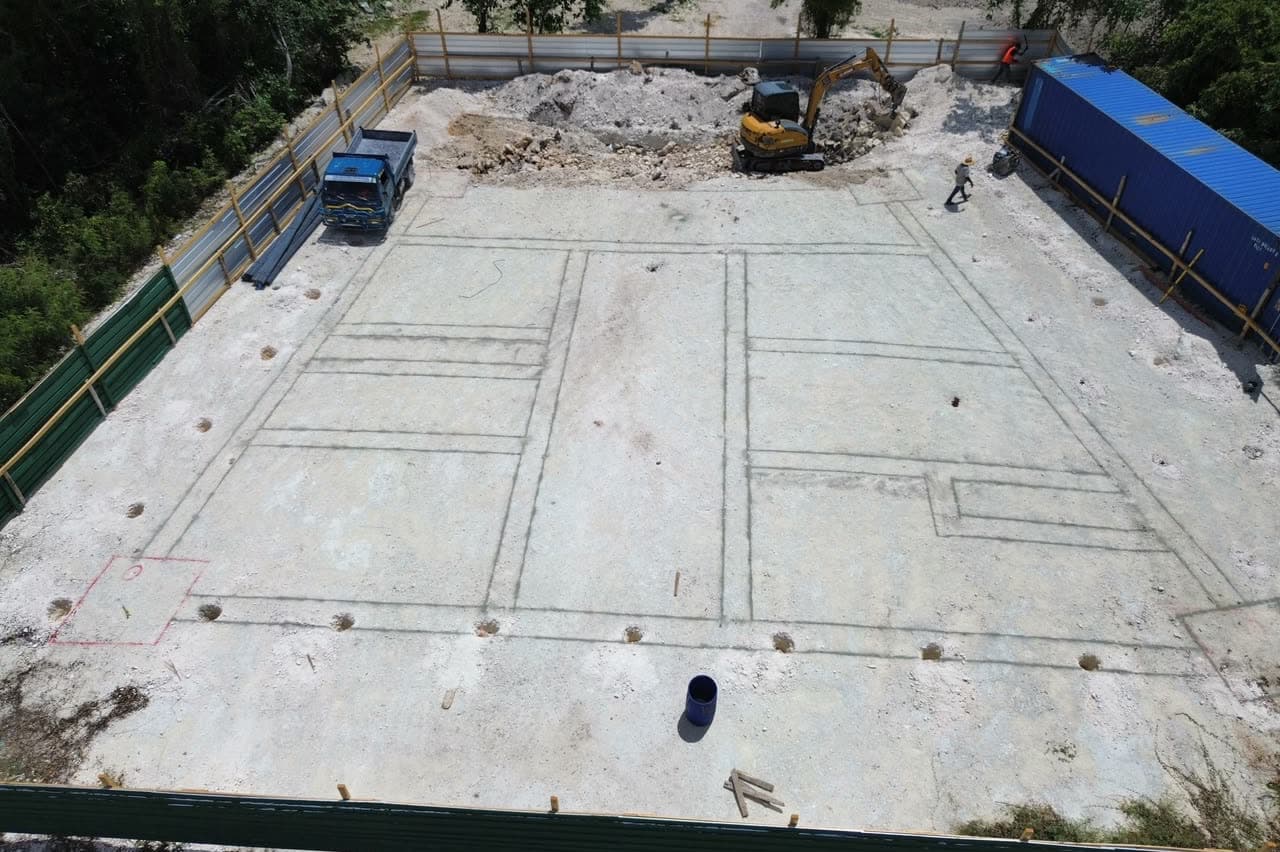 Etapa 01, replanteo: El plano se traza sobre el terreno.